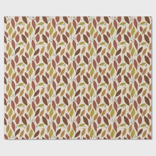 Herfst Sinaasappel en rood blad inpakpapier (Vlak)