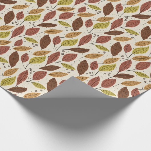 Herfst Sinaasappel en rood blad inpakpapier (Hoek)