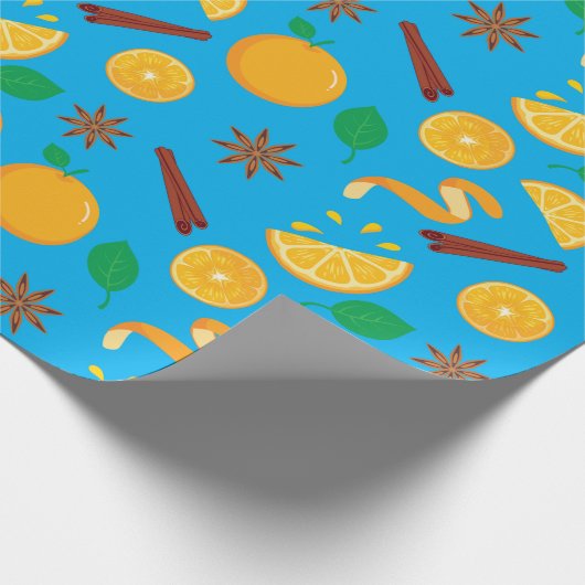 Herfst Sinaasappel en Star Anise Naadloze Thanksgi Cadeaupapier (Hoek)