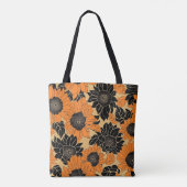 Herfst Sinaasappel en Zwarte Dahlia Bloemen Tote Bag (Achterkant)