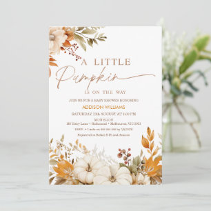 Herfst Sinaasappel Floral Little Pumpkin Baby show Kaart