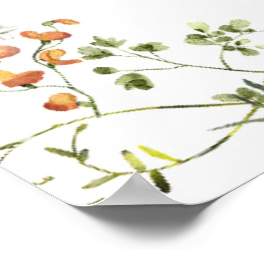 Herfst Sinaasappel Flower Fall bruiloft zitgrafiek Poster (Hoek)