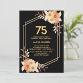 Herfst Sinaasappel Flower Gold Black Adult Verjaar Kaart (Staand voorkant)