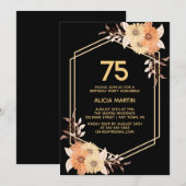 Herfst Sinaasappel Flower Gold Black Adult Verjaar Kaart (Voorkant / Achterkant)