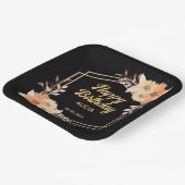 Herfst Sinaasappel Flower Gold Black Happy Birthda Papieren Bordje (Gebogen)