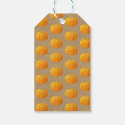 Herfst Sinaasappel Glitter Autumn Pumpkin Kraft Cadeaulabel (Achterkant)