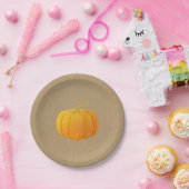 Herfst Sinaasappel Glitter Autumn Pumpkin Kraft Papieren Bordje (Feest)