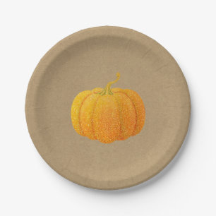 Herfst Sinaasappel Glitter Autumn Pumpkin Kraft Papieren Bordje