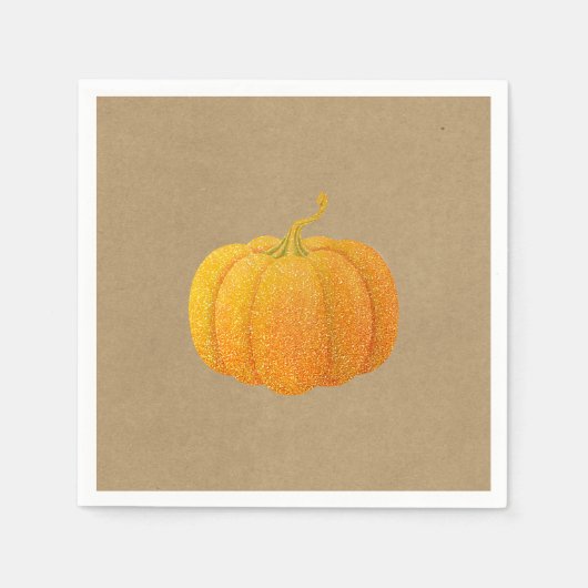 Herfst Sinaasappel Glitter Autumn Pumpkin Kraft Servetten (Voorkant)