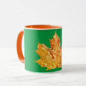 Herfst Sinaasappel gouden esdoornblad herfst groen Mok (Voorkant links)