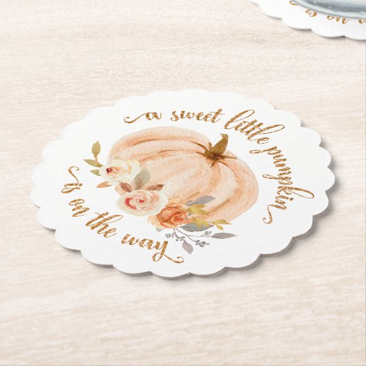 Herfst sinaasappel gouden folie kleine pompoen bab kartonnen onderzetters (Gekanteld)