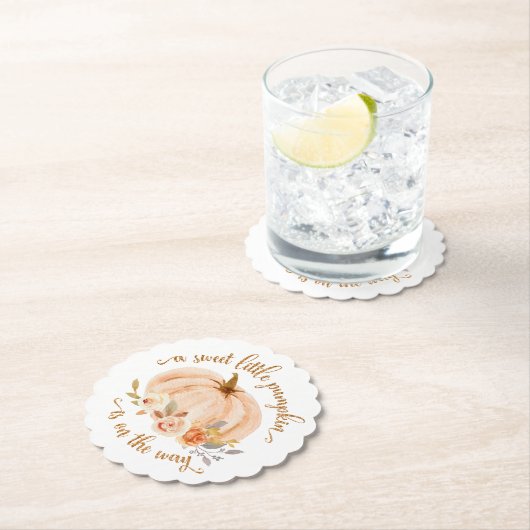 Herfst sinaasappel gouden folie kleine pompoen bab kartonnen onderzetters (Insitu)