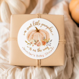 Herfst sinaasappel gouden kleine pompoen baby show ronde sticker