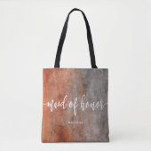 Herfst Sinaasappel Grijs Maid of Honor Monogram Tote Bag (Voorkant)