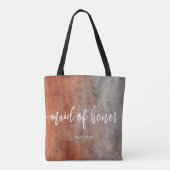 Herfst Sinaasappel Grijs Maid of Honor Monogram Tote Bag (Achterkant)