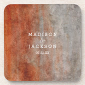 Herfst Sinaasappel Grijs Waterverf Bruiloft Monogr Bier Onderzetter (Voorkant)