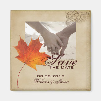 Herfst Sinaasappel herfst bladeren bruiloft SAVE T Magneet