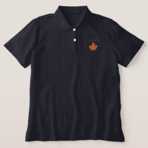 Herfst Sinaasappel Maple Leaf Navy Polo T-shirt