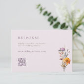 Herfst Sinaasappel & Paarse Wildflowers QR Code Hu RSVP Kaartje (Staand voorkant)