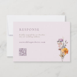 Herfst Sinaasappel & Paarse Wildflowers QR Code Hu RSVP Kaartje
