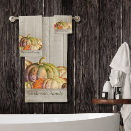Herfst Sinaasappel pomkin Rustic Cute Wood Bath T Bad Handdoek