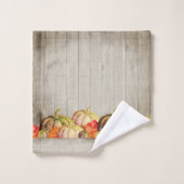 Herfst Sinaasappel pomkin Rustic Cute Wood Bath T Bad Handdoek (Wasdoekje)