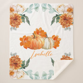 Herfst sinaasappel pompoen bloemenbaby shower gesc sherpa deken