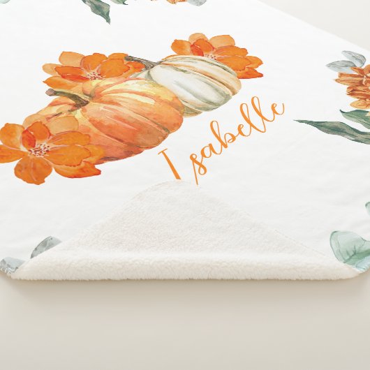 Herfst sinaasappel pompoen bloemenbaby shower gesc sherpa deken (3/4)