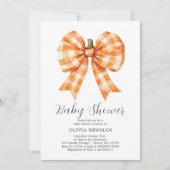 Herfst Sinaasappel Pompoen Coquette Bow Baby showe Kaart (Voorkant)