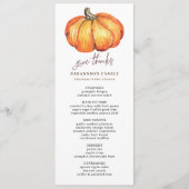 HERFST SINAASAPPEL POMPOEN THANKSGIVING DINER MENU (Voorkant)