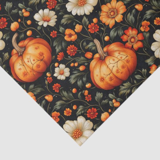 Herfst Sinaasappel pompoenen en bloemen Tissuepapier (Detail)