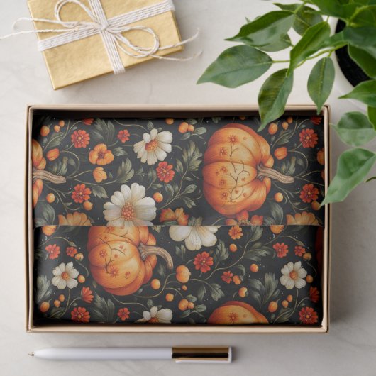Herfst Sinaasappel pompoenen en bloemen Tissuepapier (Geschenk)