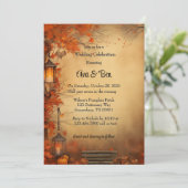 Herfst Sinaasappel Trees Rustiek Huwelijksfeest Kaart (Staand voorkant)