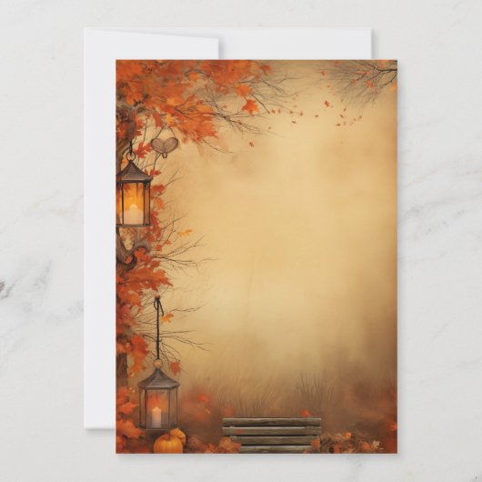 Herfst Sinaasappel Trees Rustiek Huwelijksfeest Kaart (Achterkant)