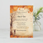 Herfst Sinaasappel Trees Rustiek Huwelijksfeest Kaart (Staand voorkant)