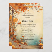 Herfst Sinaasappel Trees Rustiek Huwelijksfeest Kaart (Voorkant / Achterkant)