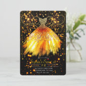 Herfst Sinaasappel Zwart Goud Glitter Jurk Sweet 1 Kaart (Staand voorkant)