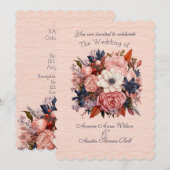 Herfst Sinaasappel Zwart Roze Invitation Kaart (Voorkant / Achterkant)