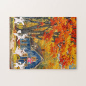 herfst sinaasappels boomhappy dogs cottage bos zon legpuzzel (Horizontaal)