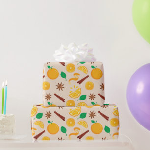 Herfst Sinaasappels en kaneelstokjes Naadloze Herf Cadeaupapier