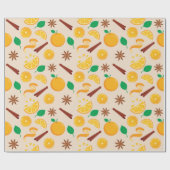 Herfst Sinaasappels en kaneelstokjes Naadloze Herf Cadeaupapier (Vlak)
