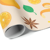 Herfst Sinaasappels en kaneelstokjes Naadloze Herf Cadeaupapier (Rol Hoek)