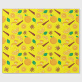 Herfst Sinaasappels en Star Anise Herfst Geel Naad Cadeaupapier (Vlak)
