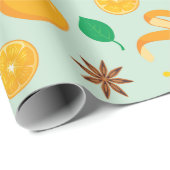 Herfst Sinaasappels Herfstkaneel Naadloze Thanksgi Cadeaupapier (Rol Hoek)