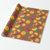 Herfst Sinaasappels, Star Anise en Cinnamon Seamle Cadeaupapier (Uitgerold)