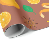 Herfst Sinaasappels, Star Anise en Cinnamon Seamle Cadeaupapier (Rol Hoek)