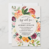 Herfst sip en kijk , burgundy floral ontmoet griet kaart (Voorkant)