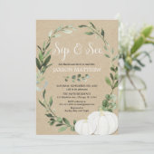 Herfst sip en zie genderneutraal baby shower kaart (Staand voorkant)