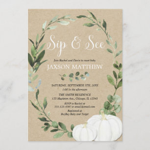 Herfst sip en zie genderneutraal baby shower kaart