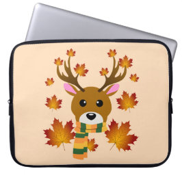 Herfst Sjaal Herten Esdoornbladeren Laptop Sleeve